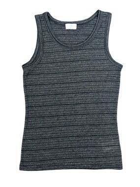 Anthropologie T.La Women's Stretchy Knit Tank Top Gray with Silver Threads Small